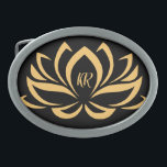 Elegant Gold Lotus Flower Zen Yoga Monogrammed Belt Buckle<br><div class="desc">Add a custom-made belt buckle to your clothing accessory wardrobe. Highlight & enhance your outfits with this Elegant Gold Lotus Flower Zen Yoga Monogrammed Belt Buckle.  Personalize your own initials - may also be removed.  Great gift idea.</div>