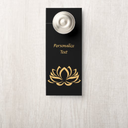 Elegant Gold Lotus Flower Zen Yoga Personalized Door Hanger