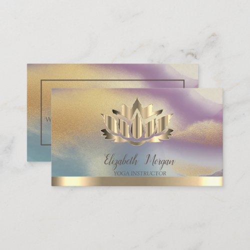 Elegant Gold Lotus Gold Stripe Yoga Colorful Business Card