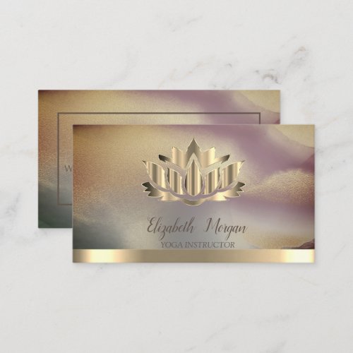 Elegant Gold Lotus Gold Stripe Yoga Ombre Business Card