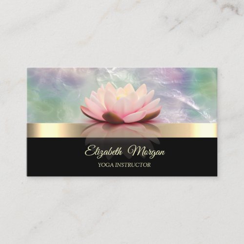 Elegant GoldLotus Holographic Opal  Business Card
