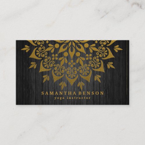 Elegant Gold Lotus Logo Yoga Meditation Wellness B Business Card