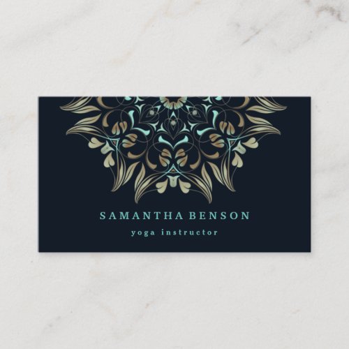 Elegant Gold Lotus Logo Yoga Meditation Wellness Business Card