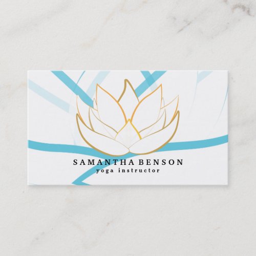 Elegant Gold Lotus Logo Yoga Meditation Wellness Business Card