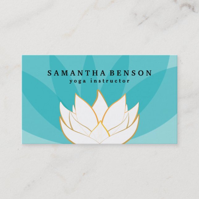 Elegant Gold Lotus Logo Yoga Meditation Wellness Business Card (Front)