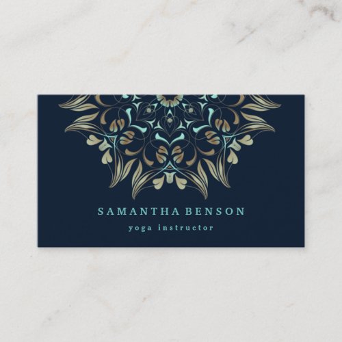 Elegant Gold Lotus Logo Yoga Meditation Wellness Business Card