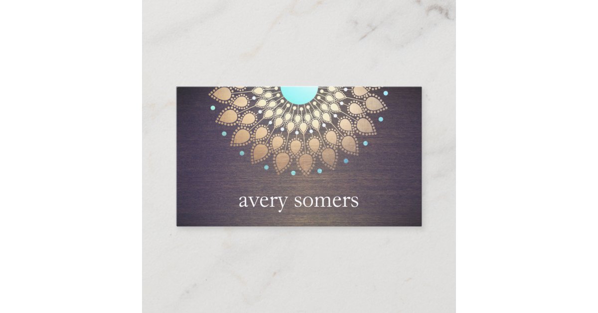 Elegant Gold Lotus Mandala Wood Yoga Instructor Business Card | Zazzle