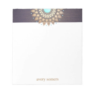 Elegant Gold Lotus Mandala Yoga Teacher Notepad