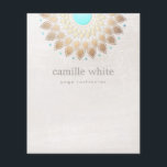 Elegant Gold Lotus Natural Health and Beauty Spa Flyer<br><div class="desc">Chic,  elegant and monochromatic with a contemporary touch. Beautiful gold foil mandala inspired rosette decoration on neutral very light blush white shimmery look background. Beautiful turquoise center. Faux raised embossed look - digitally rendered. There is NO raised texture to this design.</div>