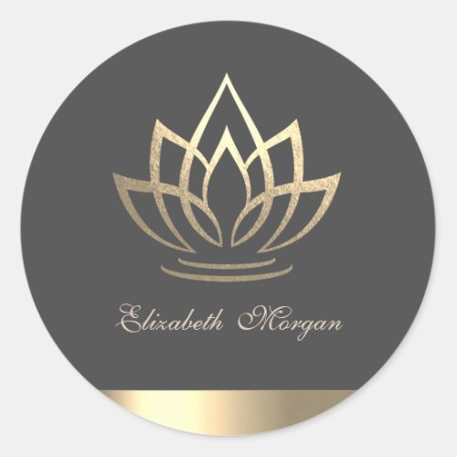 Elegant Gold Lotus Yoga Classic Round Sticker