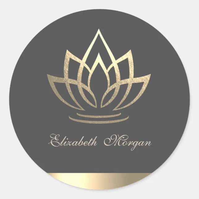 Elegant Gold Lotus, Yoga Classic Round Sticker | Zazzle