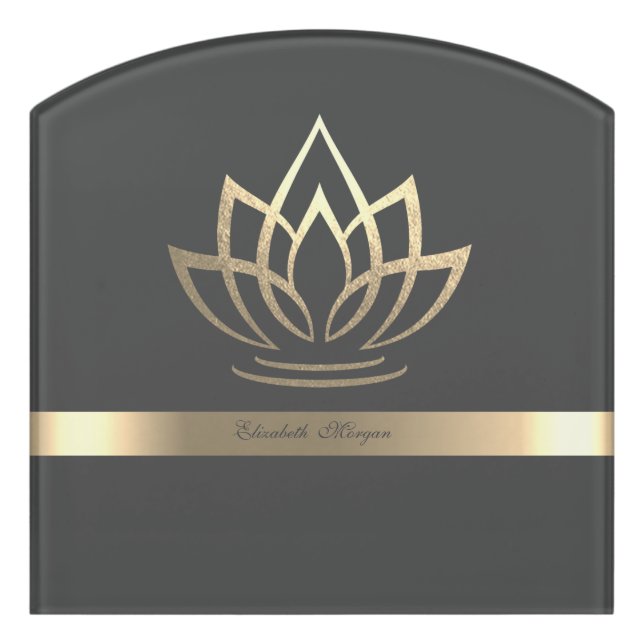 Elegant Gold Lotus, Yoga  Door Sign (Contour Front)
