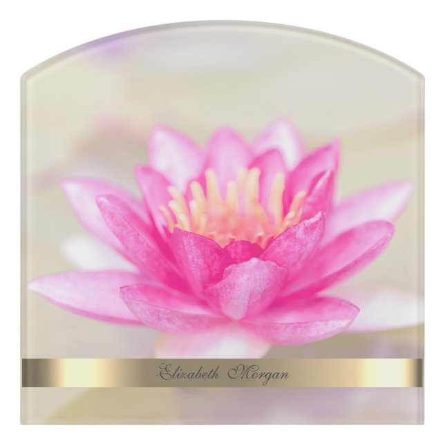 Elegant Gold Lotus, Yoga    Door Sign (Contour Front)