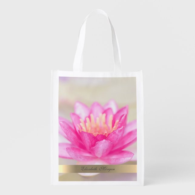 Elegant Gold,Lotus, Yoga  Grocery Bag (Front)