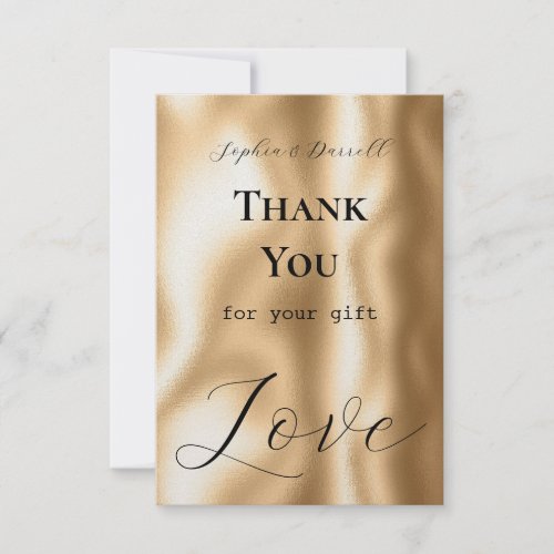Elegant Gold Love Black Lettering Wedding  Thank You Card