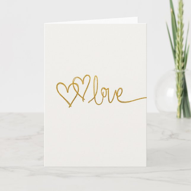 Elegant Gold Love Hearts Card (Front)