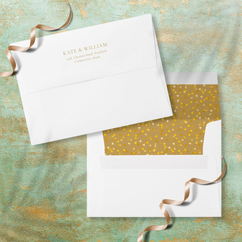 Elegant Gold Love Hearts Confetti Return Address