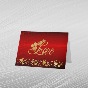 Elegant Gold Love Hearts Script Valentine Holiday Card