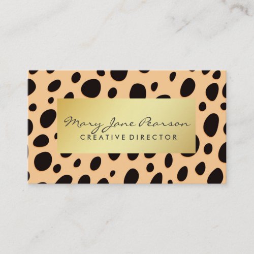 Elegant Gold Luxe Black Peach Cheetah Spots Business Card