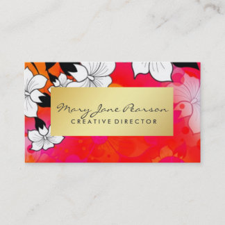 Elegant Gold Luxe Red Watercolor Brushstrokes Business Card
