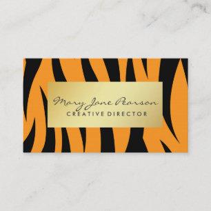 Elegant Gold Luxe Yellow and Black Tiger Stripes Business Card
