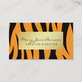Elegant Gold Luxe Yellow and Black Tiger Stripes Business Card