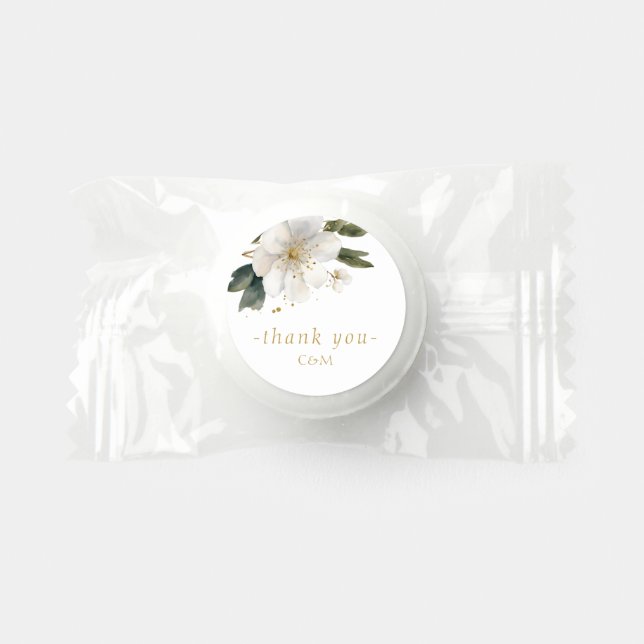 Elegant Gold Magnolia Watercolor Couple Wedding Life Saver® Mints (Front)