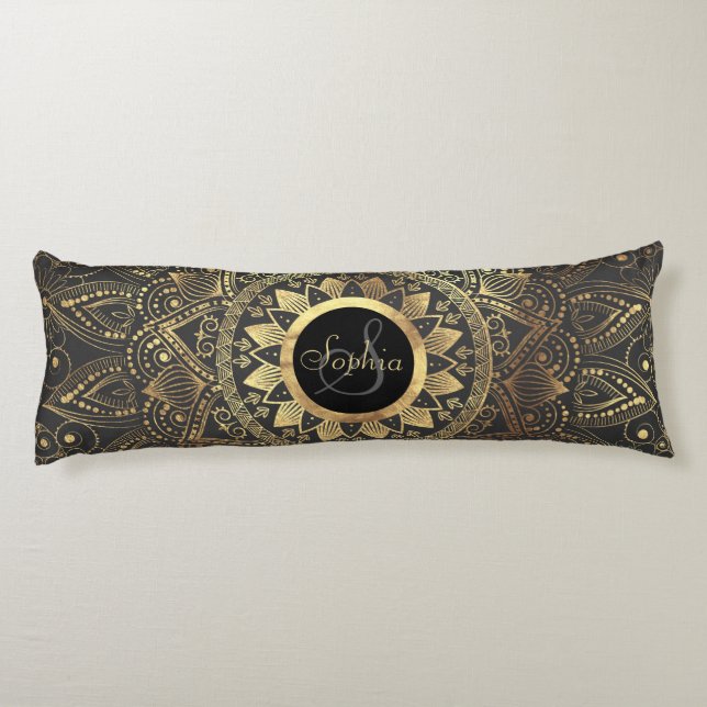 Elegant gold mandala artwork body pillow (Back)