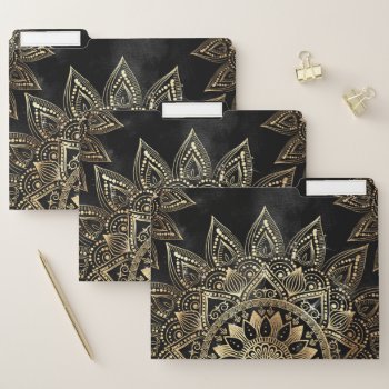 Elegant Gold Mandala Black Design File Folder by Trendy_arT at Zazzle