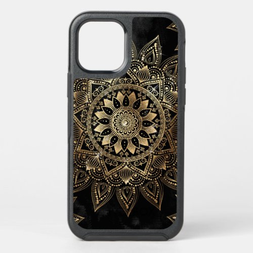 Elegant Gold Mandala Black Design OtterBox Symmetry iPhone 12 Pro Case