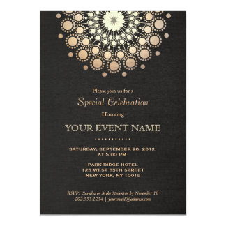 Elegant Gold Mandala Black Formal Invitation