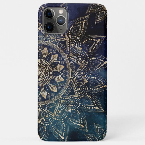 Elegant Gold Mandala Blue Galaxy iPhone 11 Pro Max Case