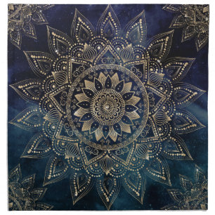 Elegant Gold Mandala Blue Galaxy Cloth Napkin