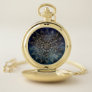 Elegant Gold Mandala Blue Galaxy Design Pocket Watch