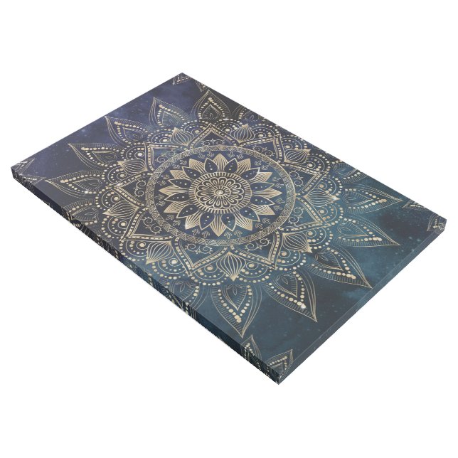 Elegant Gold Mandala Blue Galaxy Gallery Wrap (3/4)