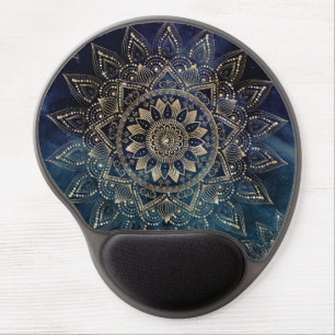 Elegant Gold Mandala Blue Galaxy Gel Mouse Pad