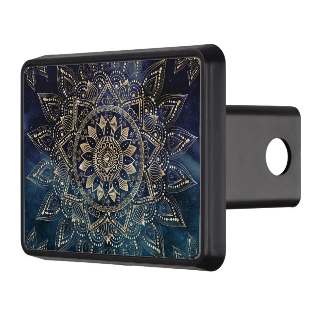 Elegant Gold Mandala Blue Galaxy Hitch Cover (Left)
