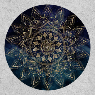 Elegant Gold Mandala Blue Galaxy Patch