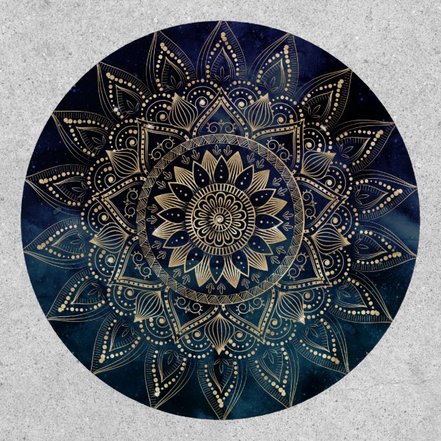 Elegant Gold Mandala Blue Galaxy Patch (Front)