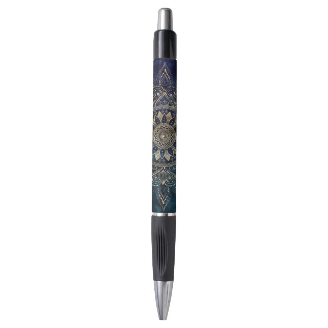 Elegant Gold Mandala Blue Galaxy Pen (Front Vertical)