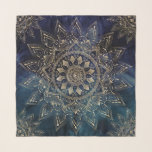 Elegant Gold Mandala Blue Galaxy Scarf<br><div class="desc">A whimsical, trendy yellow shining faux gold tribal mandala mehndi hand drawn henna artwork, midnight blue and purple gradient, color blend, nebula shining stars galaxy universe image, dark blue, teal, and purple, violet, amethyst color, grunge, splatters, watercolor stained design. This girly henna Indian floral, gold dots, geometric, circle of flowers,...</div>