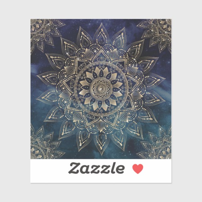Elegant Gold Mandala Blue Galaxy Sticker (Sheet)