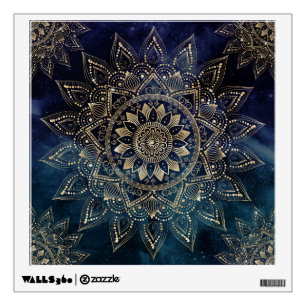 Elegant Gold Mandala Blue Galaxy Wall Decal