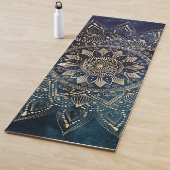 Elegant Gold Mandala Blue Galaxy Yoga Mat by Trendy_arT at Zazzle