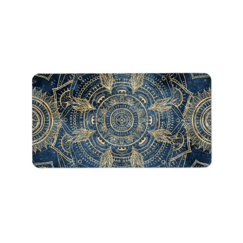 Elegant Gold Mandala Blue Whimsy Design Label