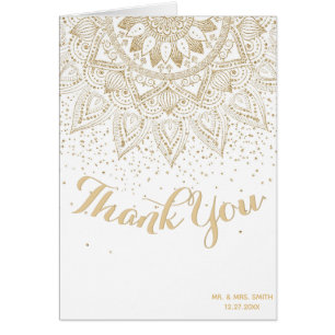 Elegant Gold Mandala Confetti Design Cards