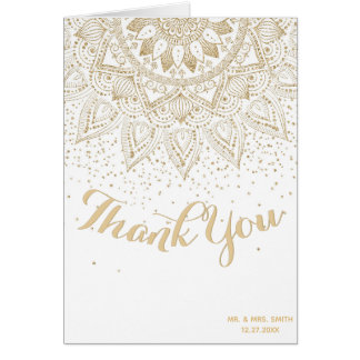 Elegant Gold Mandala Confetti Design Cards