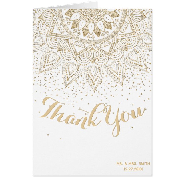 Elegant Gold Mandala Confetti Design Cards (Front)