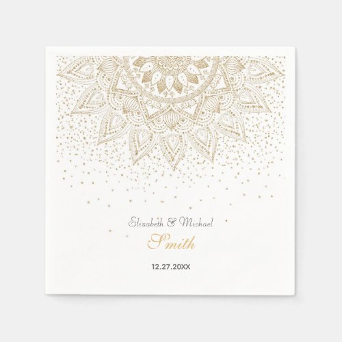 Elegant Gold Mandala Confetti Design Napkins