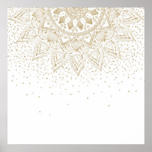 Elegant Gold Mandala Confetti Design Poster